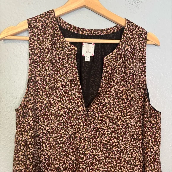 Hatch x J. Crew Maternity Pink Black Floral Sleeveless V Neck Blouse Medium Larg - Picture 4 of 9